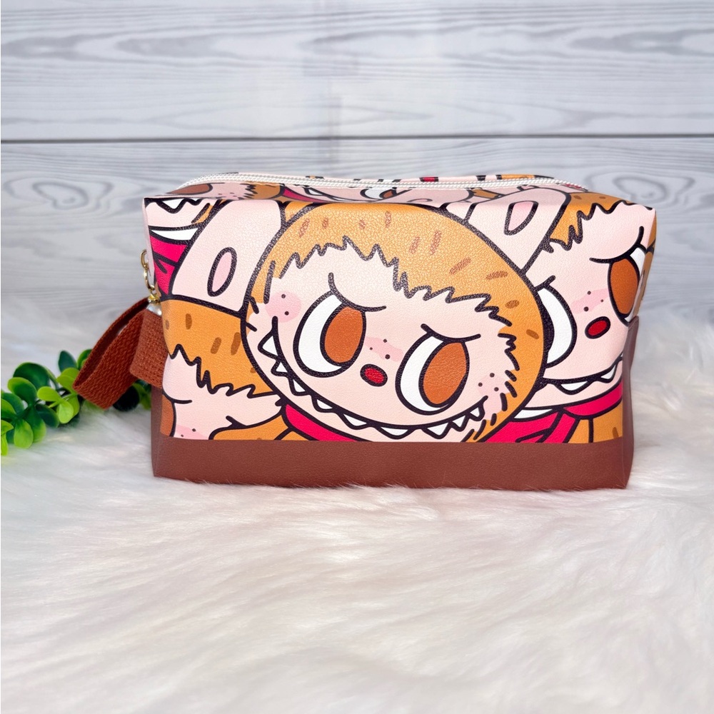 Brown Labubu Large Cosmetic Bag